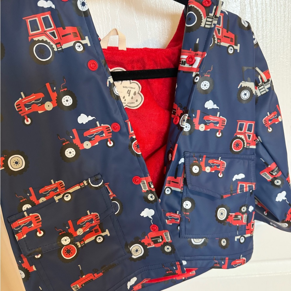 Hatley Tractor Rain Jacket Coat, Size 4T